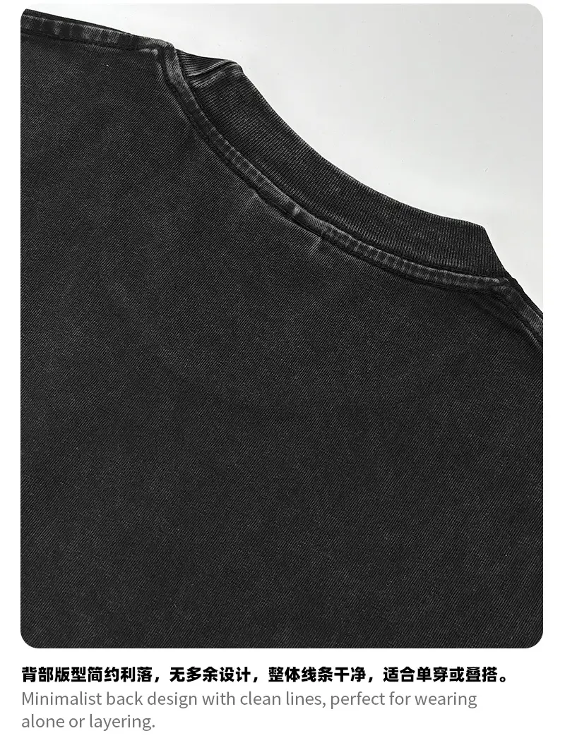 Vintage Cross-Border 260g Heavy Washed Black Sleeveless T-Shirt — feature 29