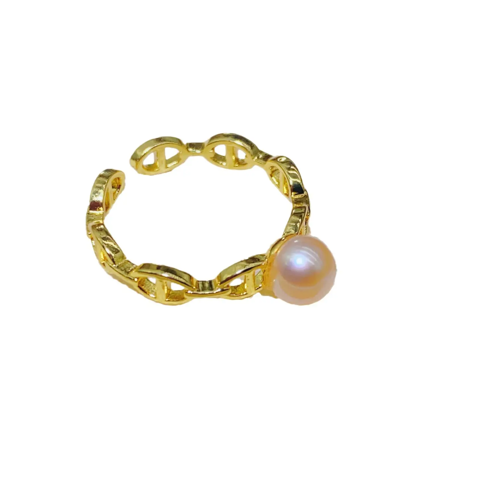 18K Gold Plated Pearl Ring Adjustable Female Niche Design - Image 6