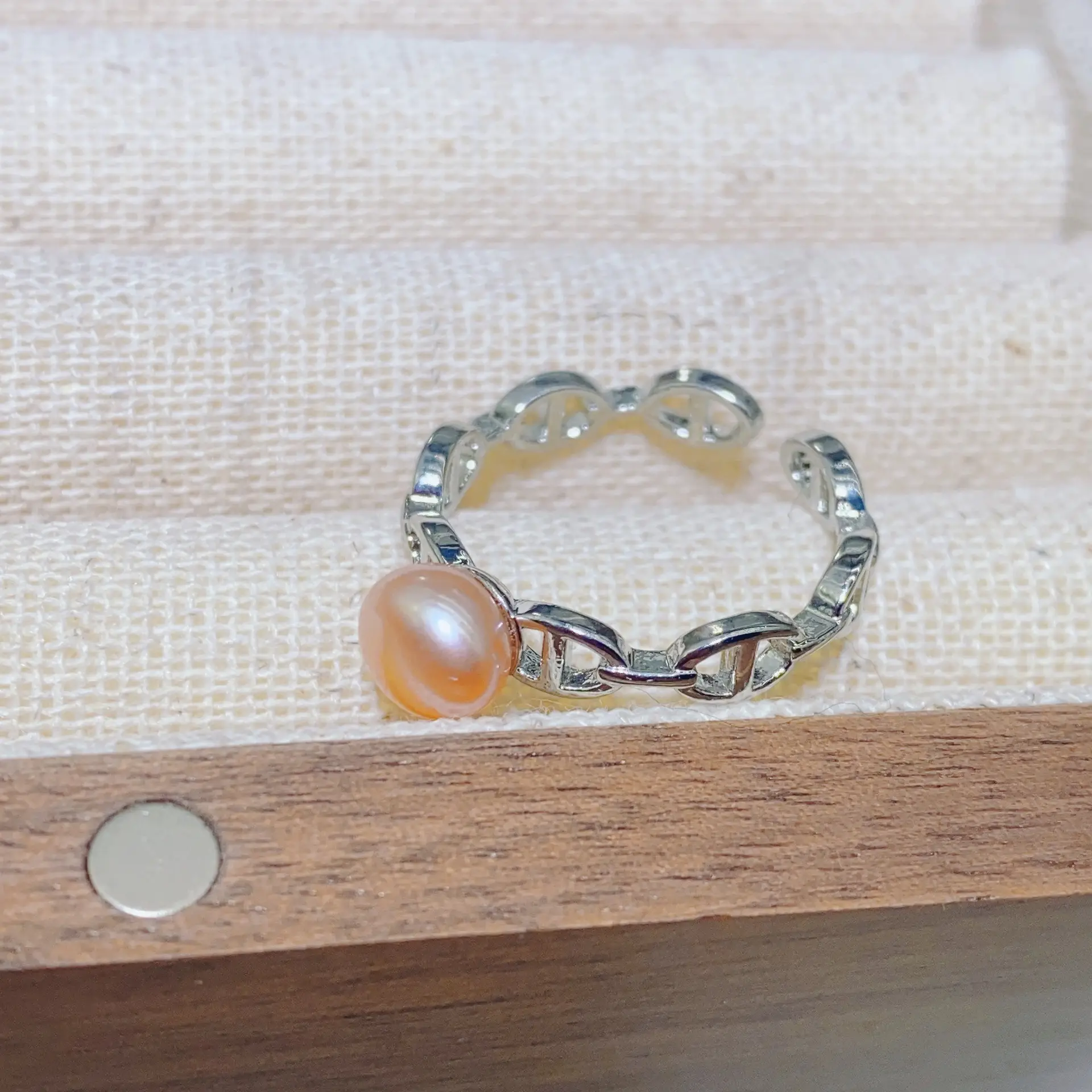 18K Gold Plated Pearl Ring Adjustable Female Niche Design — feature 7