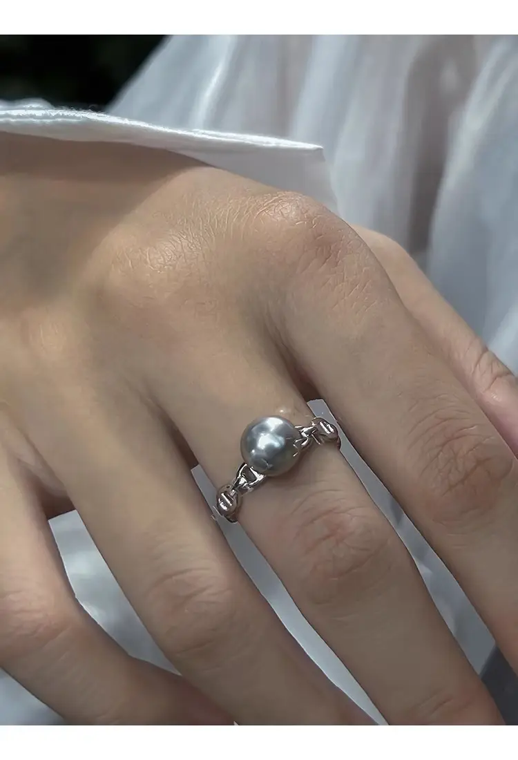 18K Gold Plated Pearl Ring Adjustable Female Niche Design - Image 3
