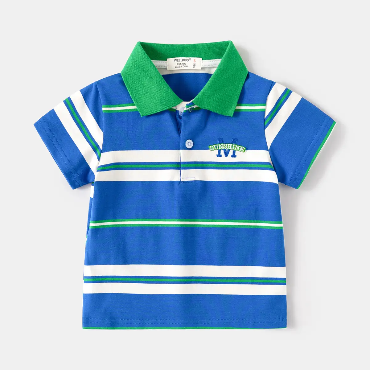 2026 Boys Striped Polo T-Shirt Set Brown Green - Image 2