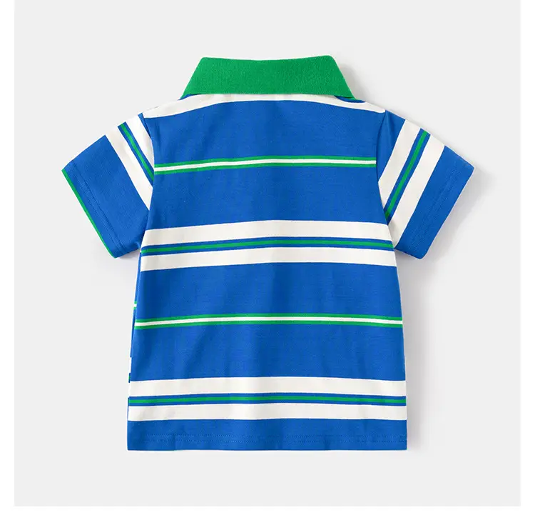 2026 Boys Striped Polo T-Shirt Set Brown Green — feature 9