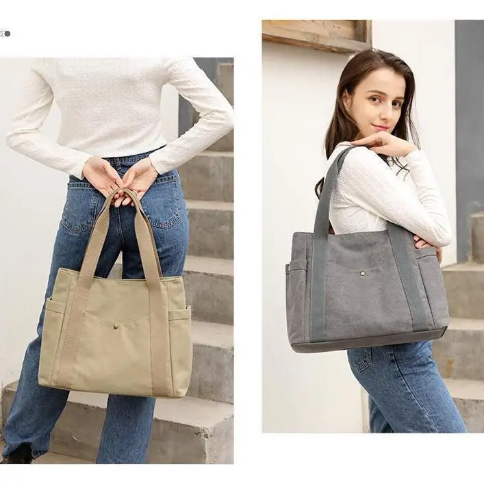 New Women's Canvas Shoulder Bag Large Capacity College Student - Image 7