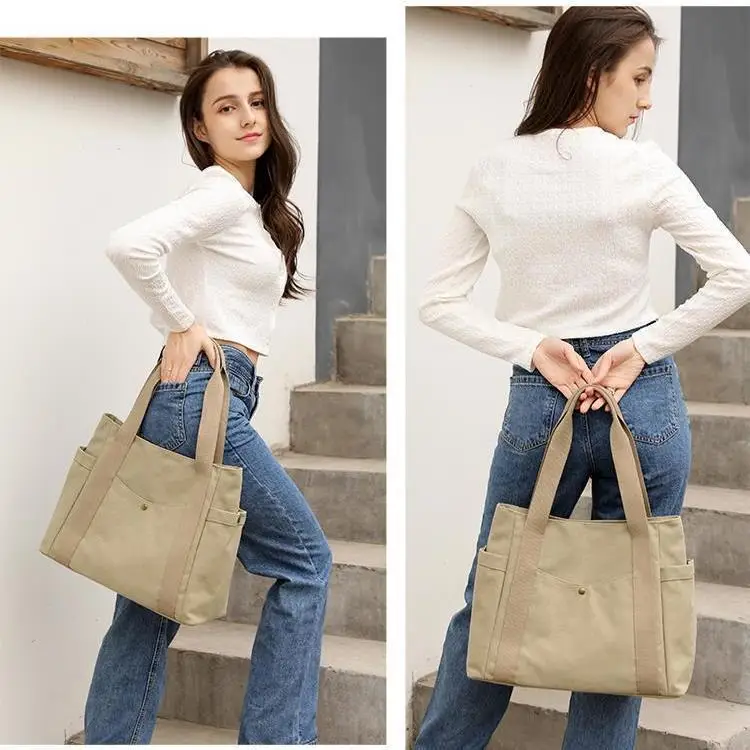 New Women's Canvas Shoulder Bag Large Capacity College Student — feature 2