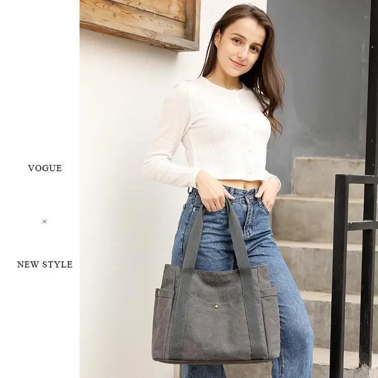 New Women's Canvas Shoulder Bag Large Capacity College Student — feature 4