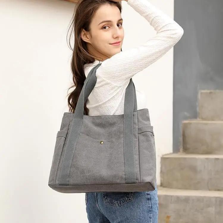 New Women's Canvas Shoulder Bag Large Capacity College Student — feature 5