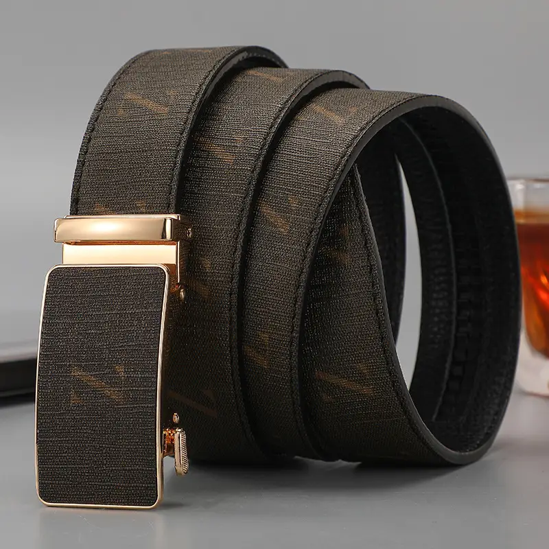 Men's Black Leather Belt with Gold Buckle 2024 - Image 8