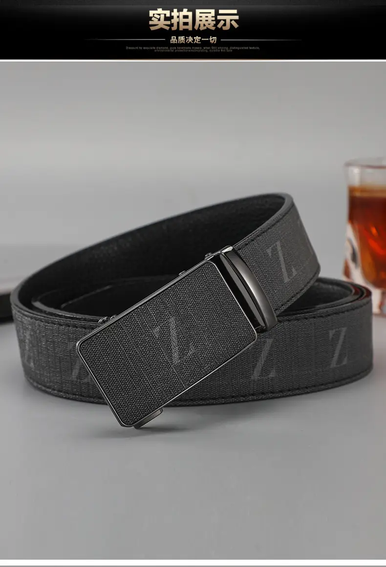 Men's Black Leather Belt with Gold Buckle 2024 — feature 11