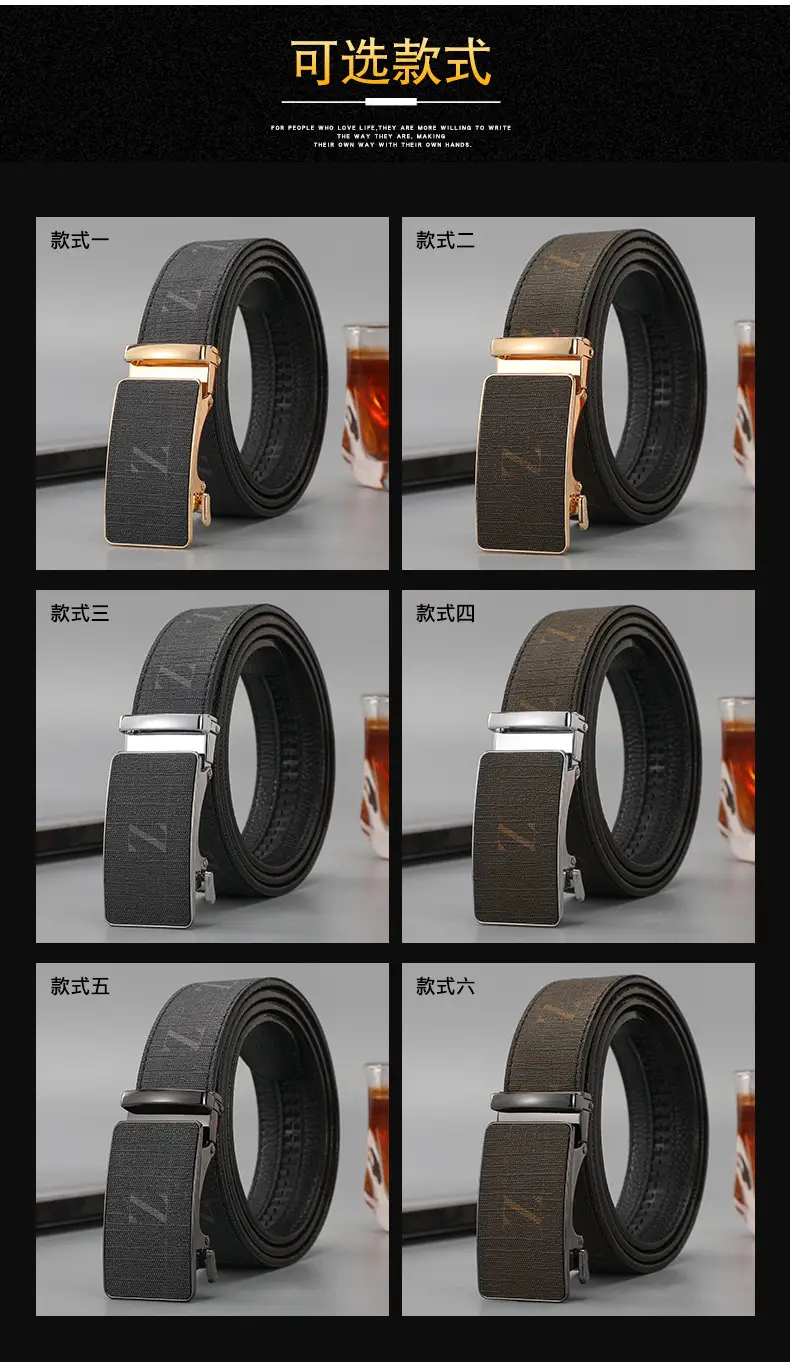 Men's Black Leather Belt with Gold Buckle 2024 — feature 5