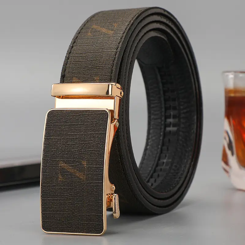 Men's Black Leather Belt with Gold Buckle 2024 - Image 4