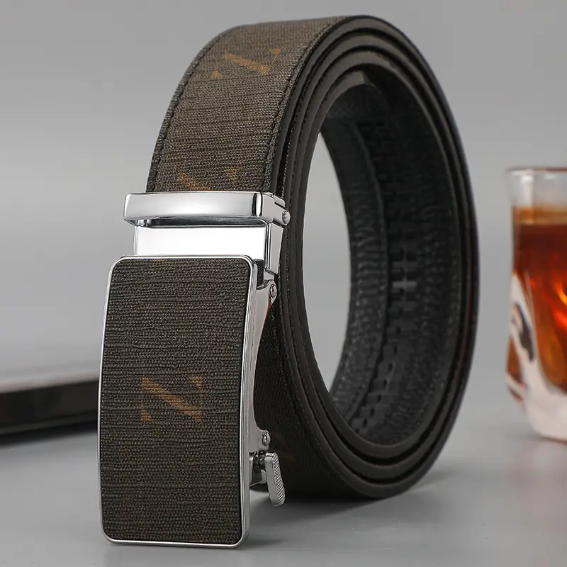 Men's Black Leather Belt with Gold Buckle 2024 - Image 5