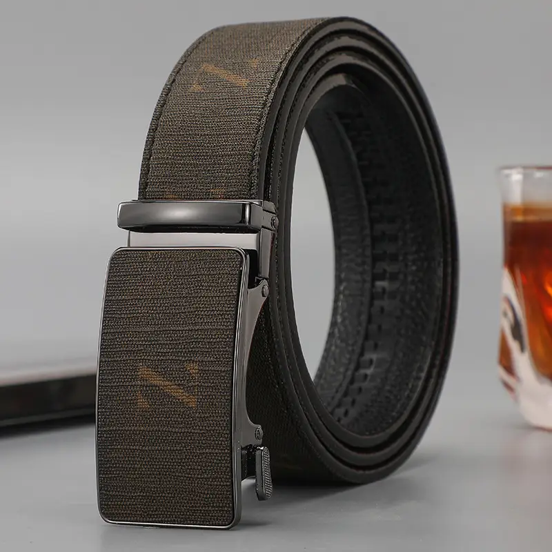 Men's Black Leather Belt with Gold Buckle 2024 - Image 6