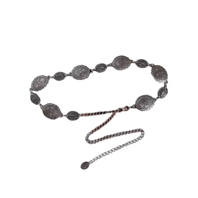 Women Retro Metal Waist Belt with Skirt Design