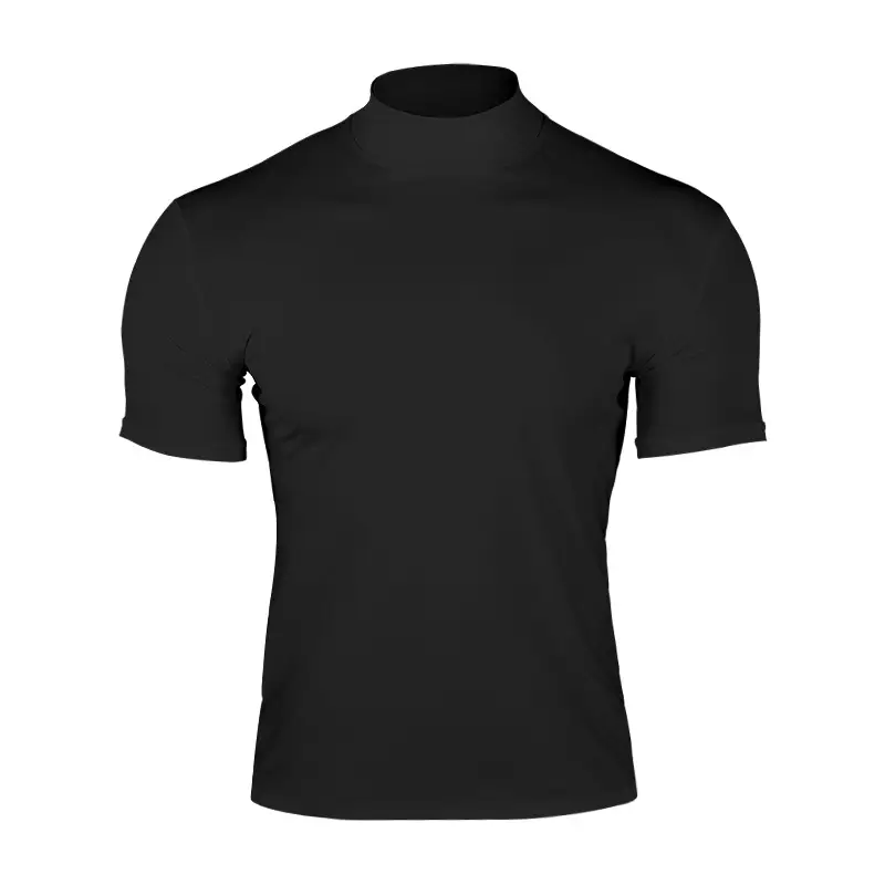 Men's Gray Half-High Neck Slim Fit T-Shirt — feature 13