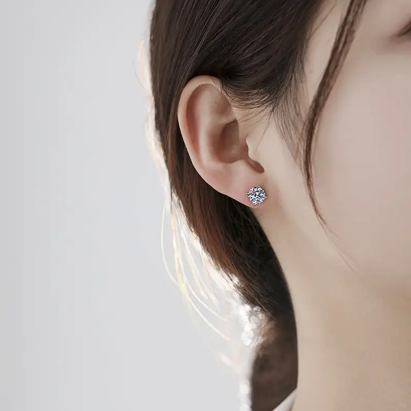 Moissanite Screw Earrings for Men Women Sterling Silver No-Pick - Image 5