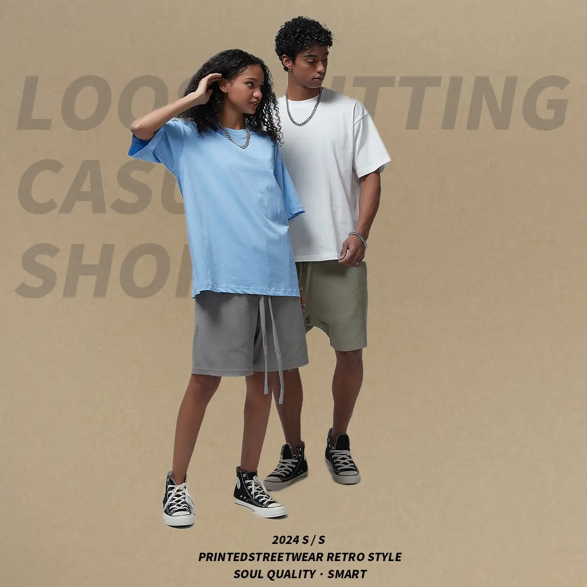 2025 Summer Loose Shoulder T-Shirt for Men Women Pure Cotton