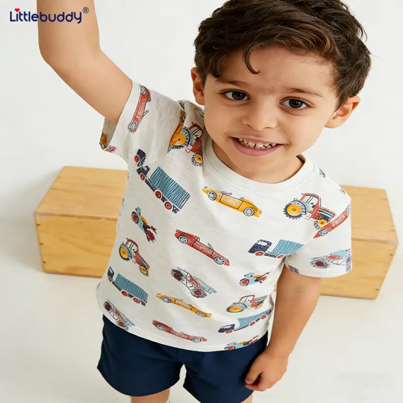Littlebuddy Cartoon Car T-Shirt for Boys Summer Cotton - Image 2