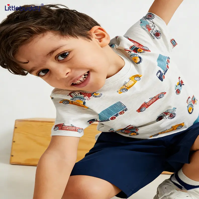 Littlebuddy Cartoon Car T-Shirt for Boys Summer Cotton - Image 3