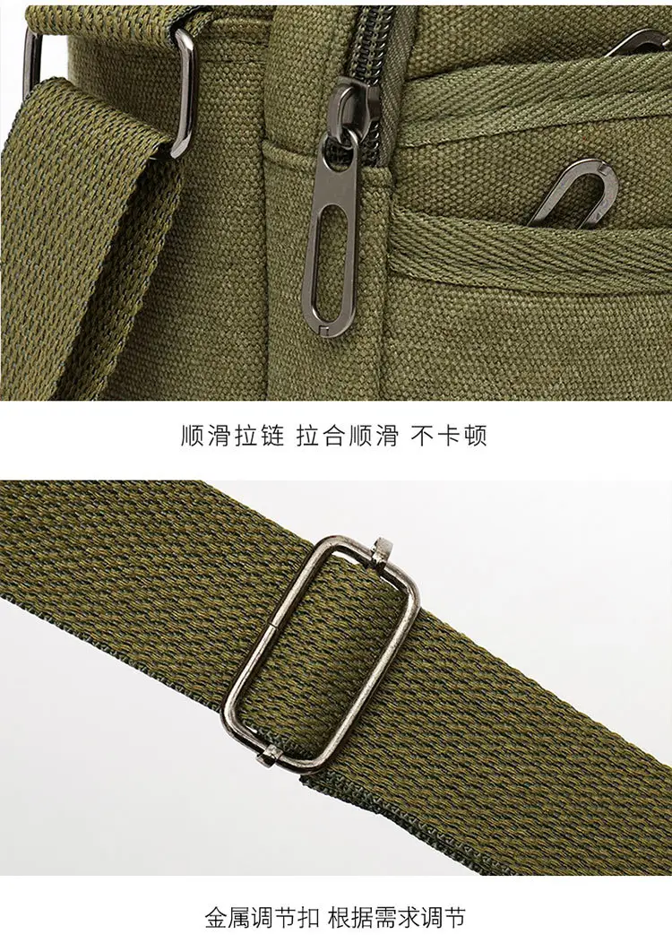 Men's Canvas Crossbody Bag Tan Multi-Layer Sports — feature 19