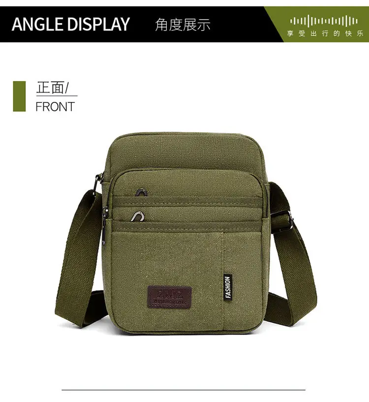 Men's Canvas Crossbody Bag Tan Multi-Layer Sports — feature 21
