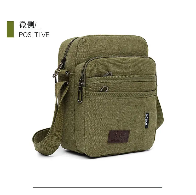 Men's Canvas Crossbody Bag Tan Multi-Layer Sports — feature 22