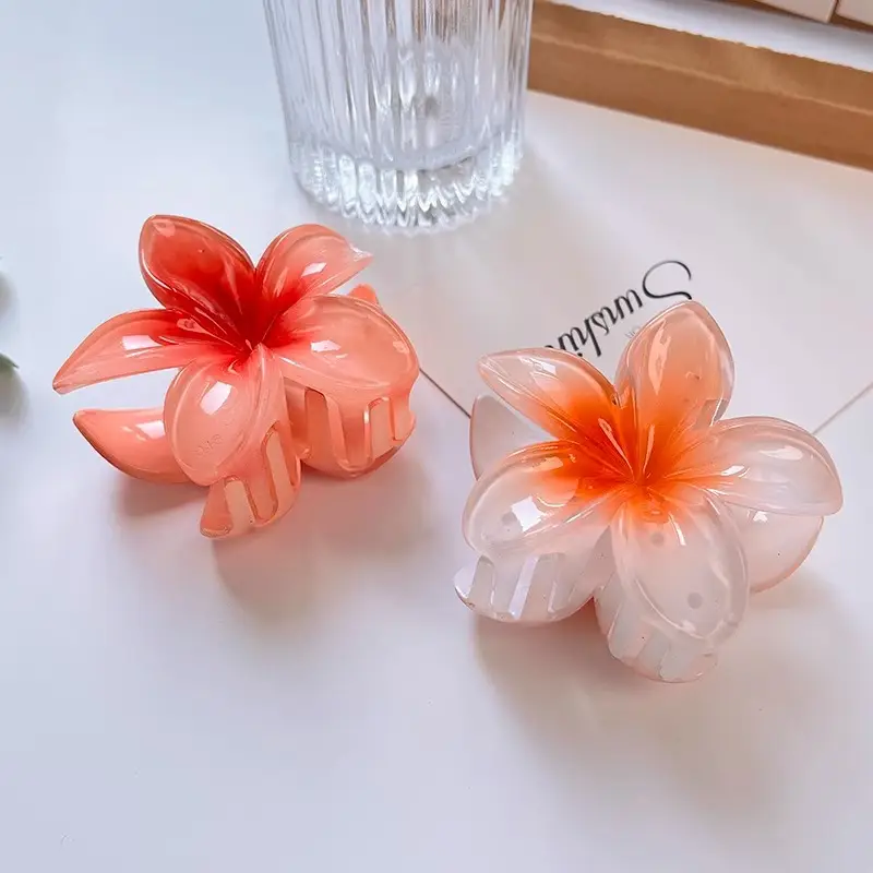 Orange Flower Hair Clips for Girls and Women