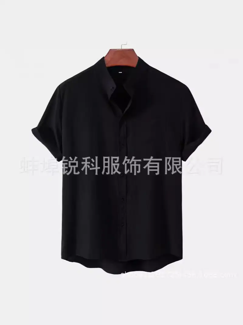 Men's White Short Sleeve Collar Shirt Casual Solid Color - Image 7