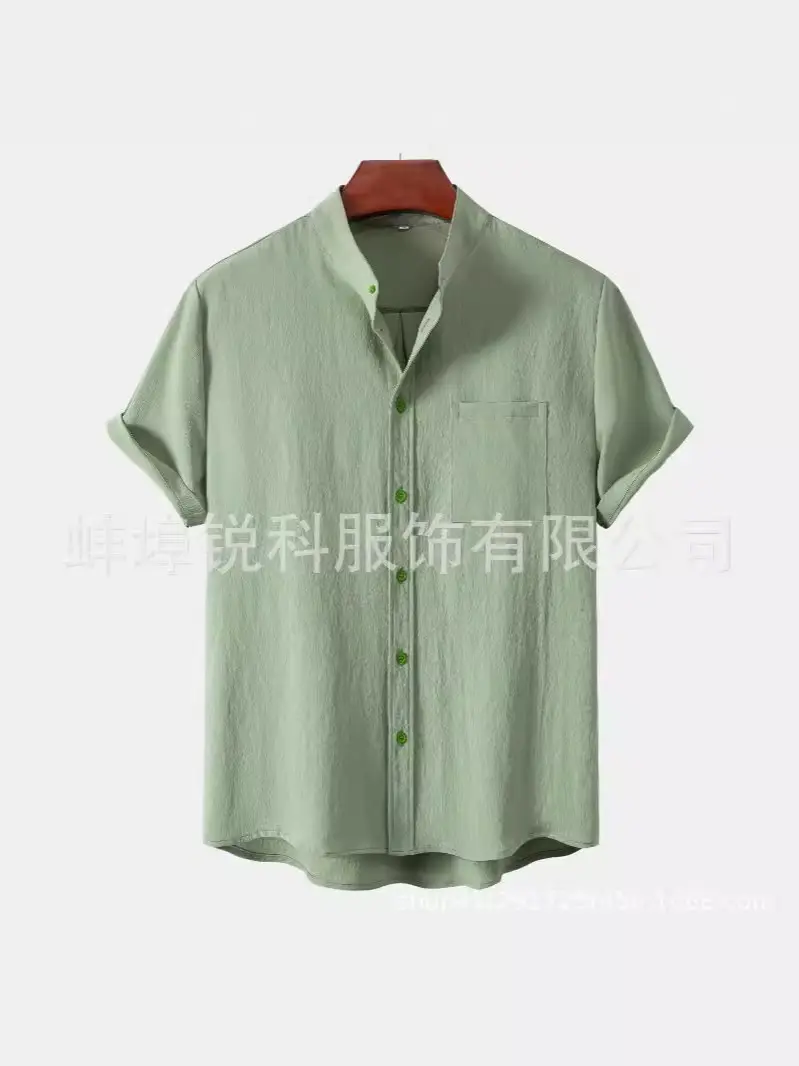 Men's White Short Sleeve Collar Shirt Casual Solid Color - Image 9