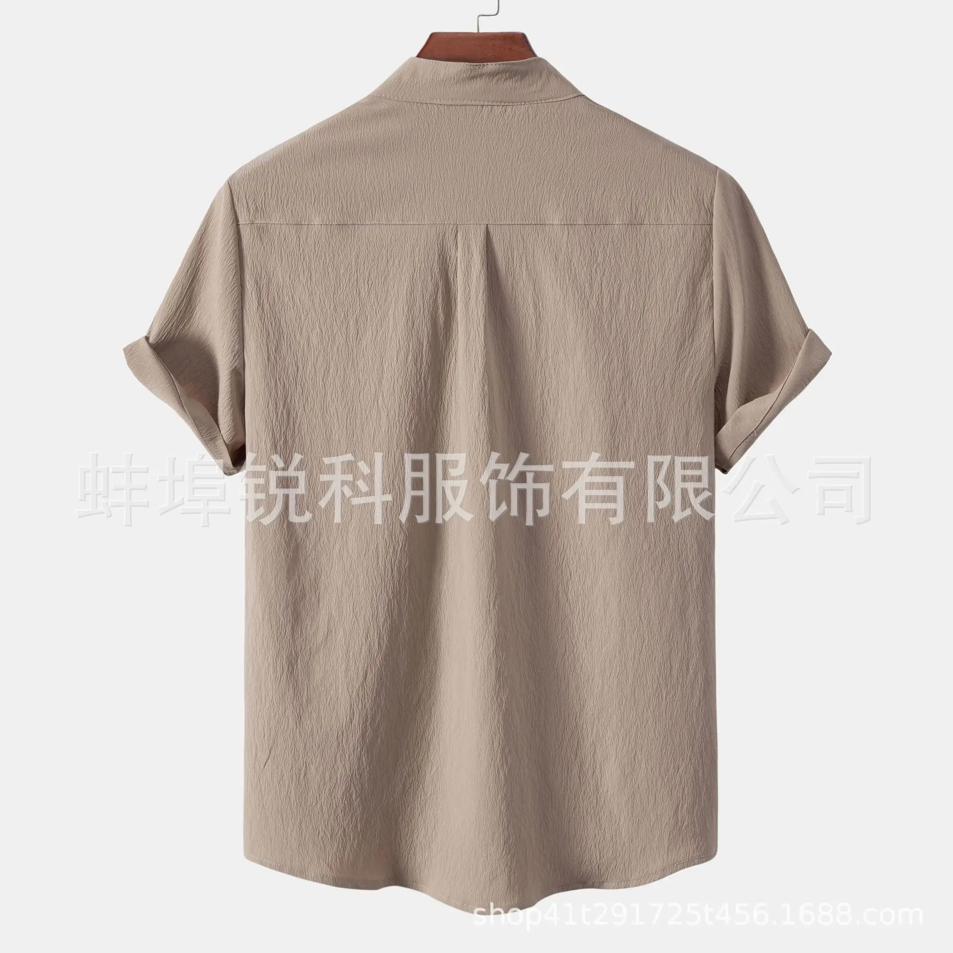 Men's White Short Sleeve Collar Shirt Casual Solid Color — feature 12