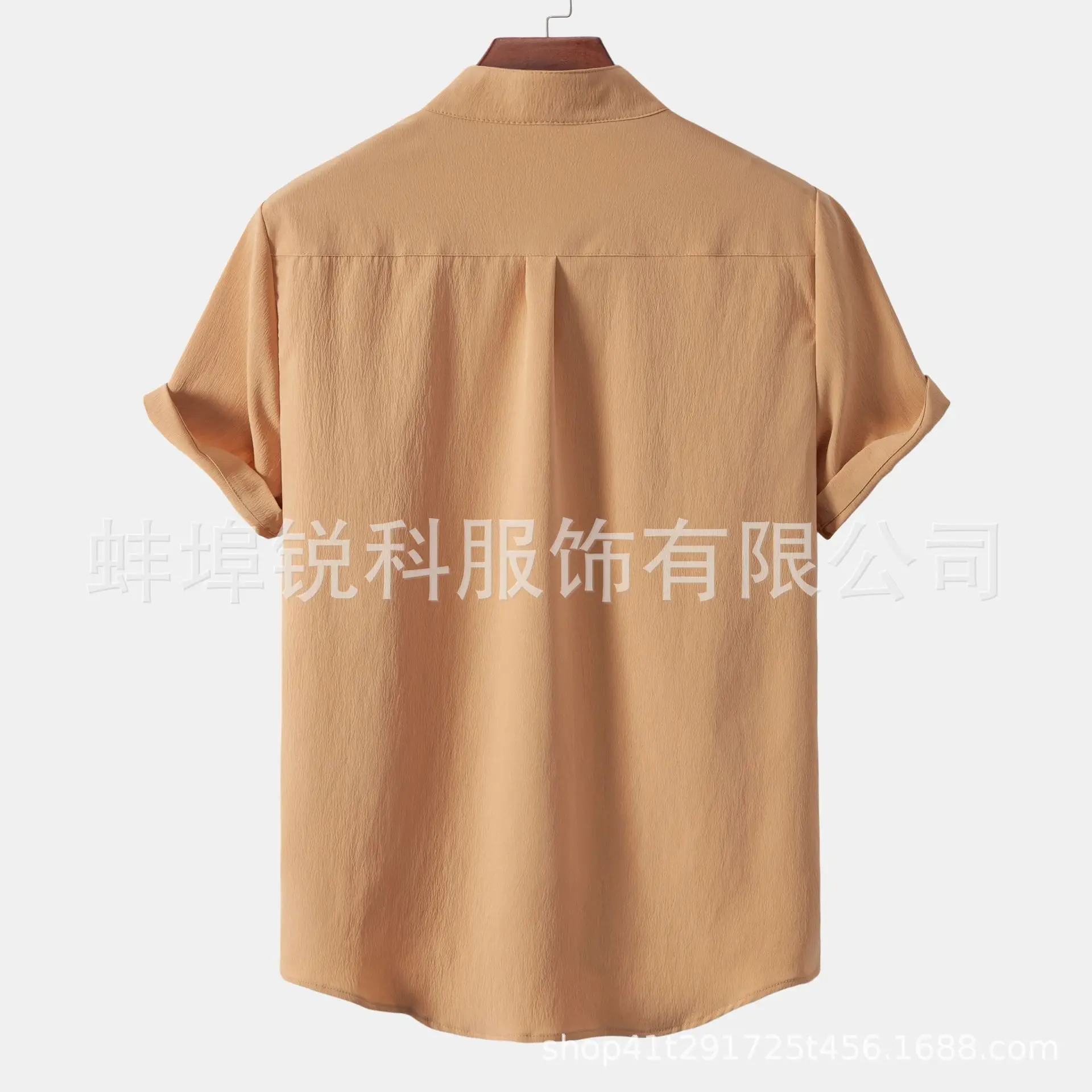 Men's White Short Sleeve Collar Shirt Casual Solid Color — feature 4