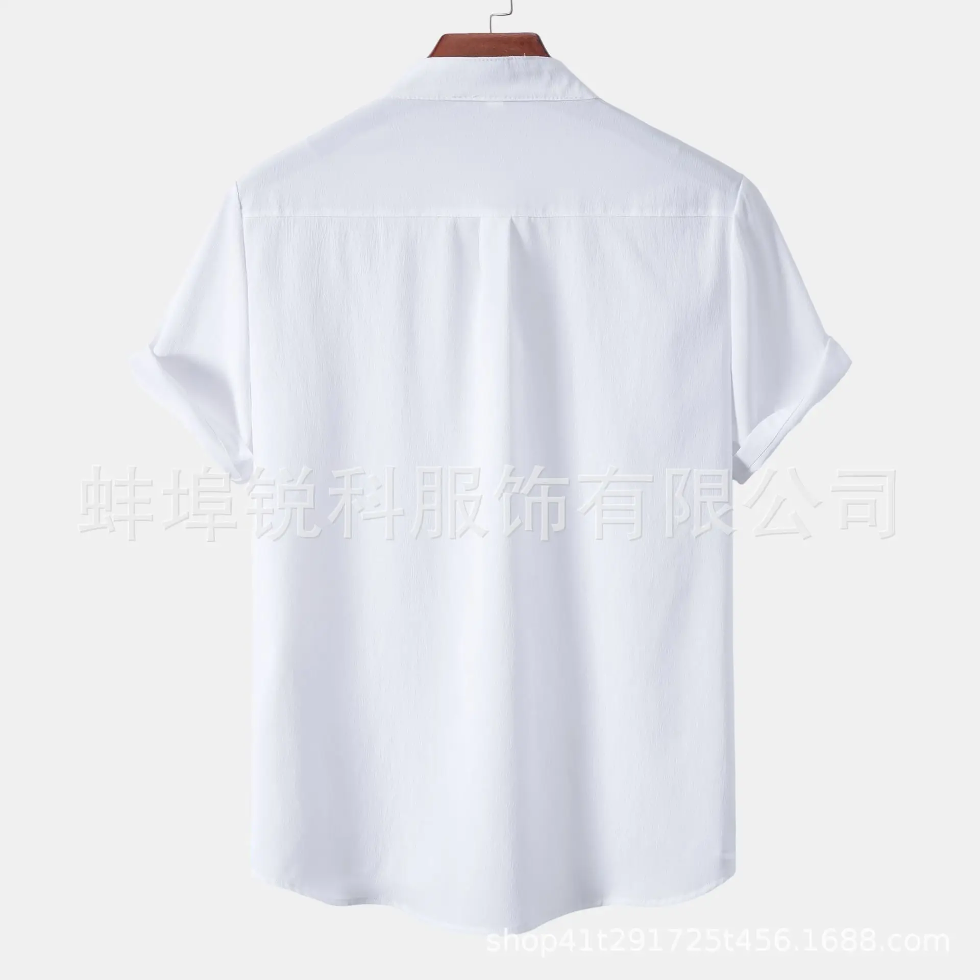 Men's White Short Sleeve Collar Shirt Casual Solid Color — feature 8