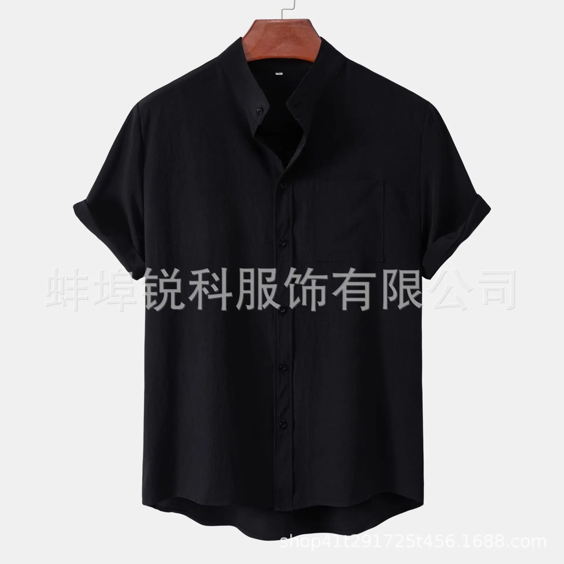 Men's White Short Sleeve Collar Shirt Casual Solid Color - Image 2