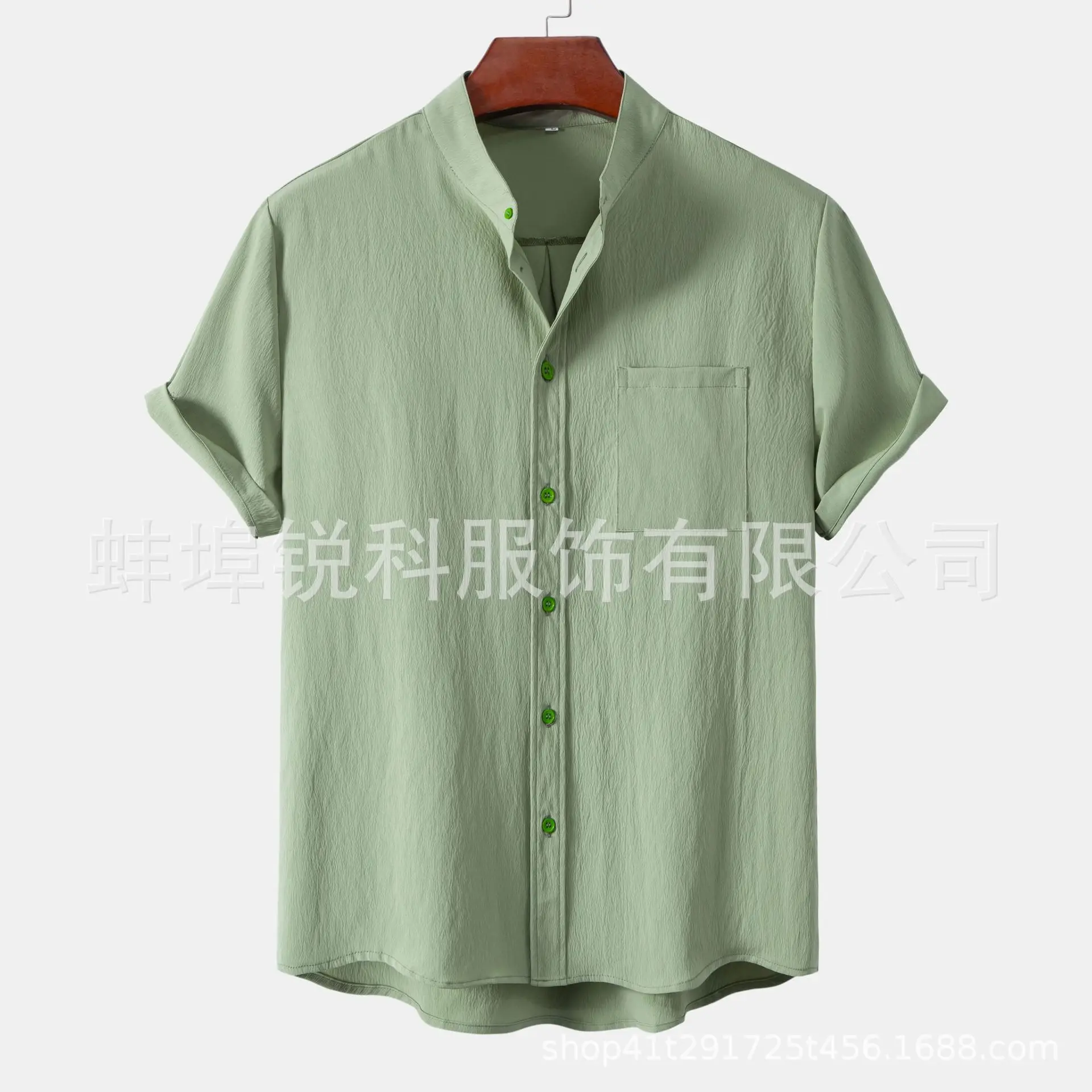 Men's White Short Sleeve Collar Shirt Casual Solid Color - Image 3