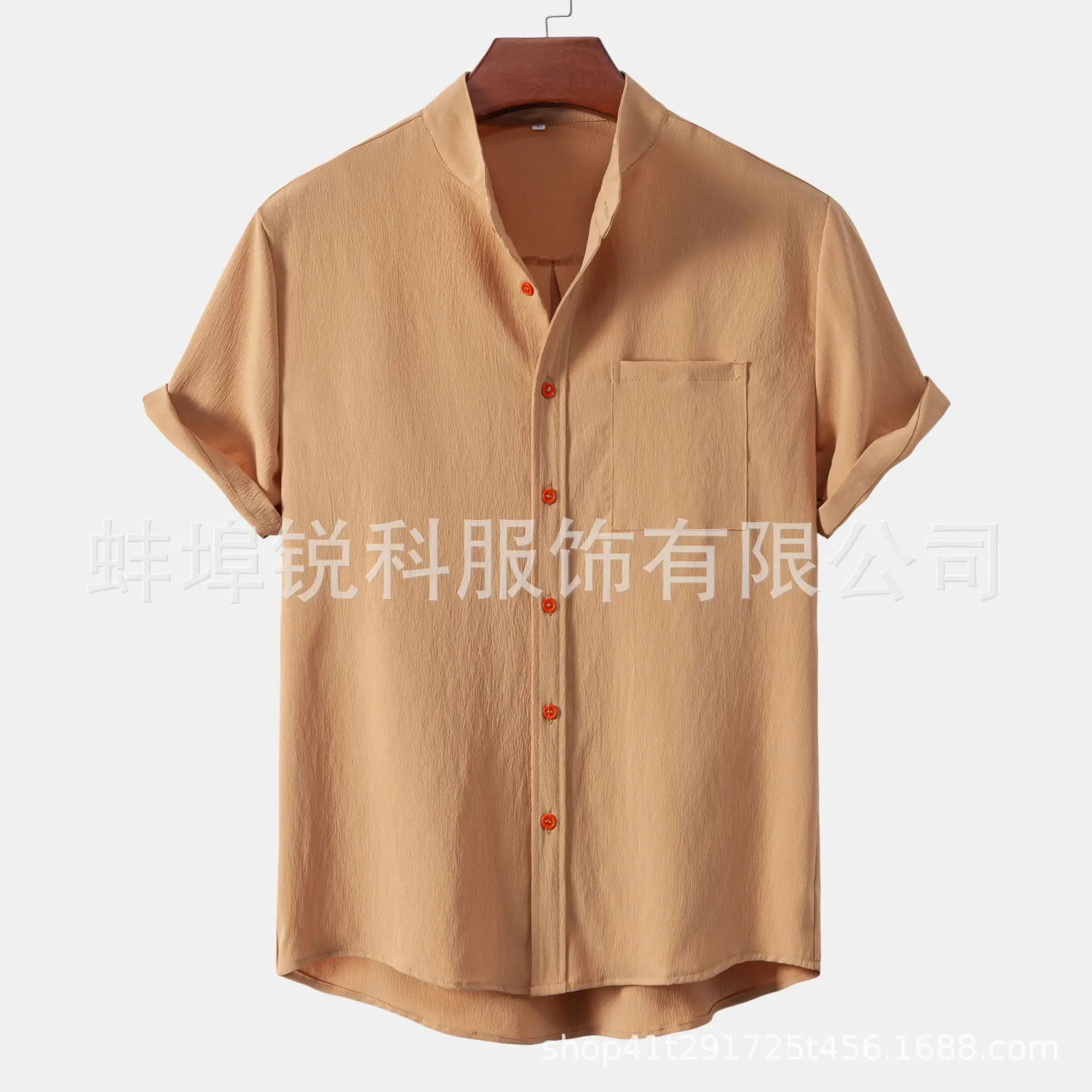 Men's White Short Sleeve Collar Shirt Casual Solid Color - Image 4