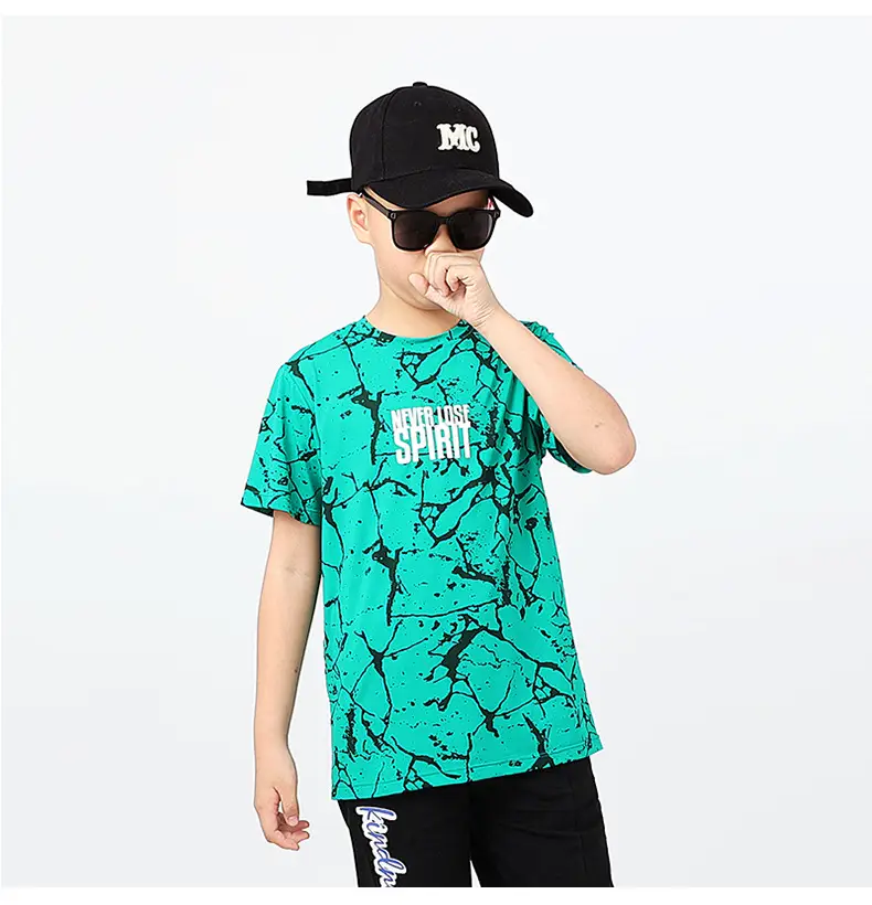 Kids Summer T-Shirt Green Mesh Quick Dry Short Sleeve — feature 57