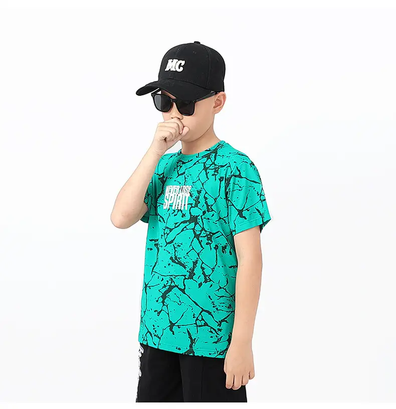 Kids Summer T-Shirt Green Mesh Quick Dry Short Sleeve — feature 58