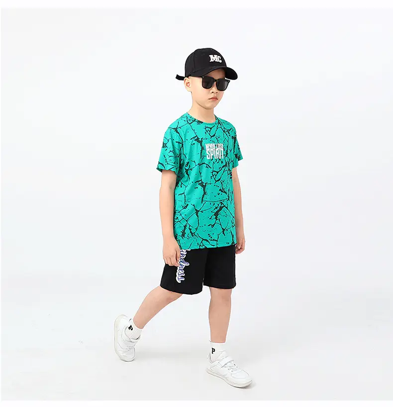 Kids Summer T-Shirt Green Mesh Quick Dry Short Sleeve — feature 60