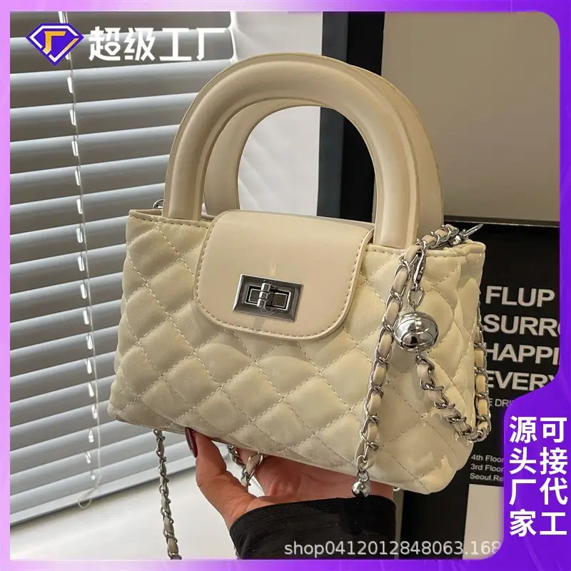 Women Rhomboid Chain Crossbody Bag Grey 2024 - Image 5