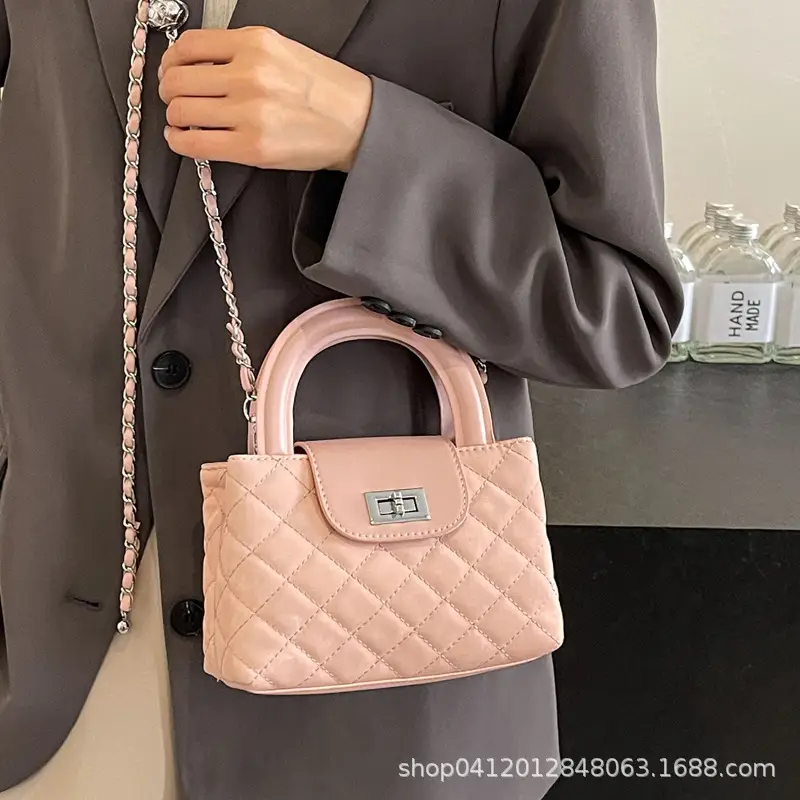 Women Rhomboid Chain Crossbody Bag Grey 2024 - Image 8
