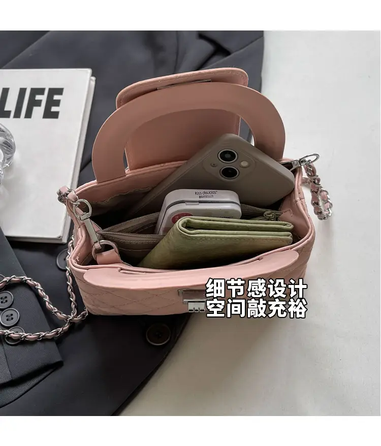 Women Rhomboid Chain Crossbody Bag Grey 2024 — feature 8