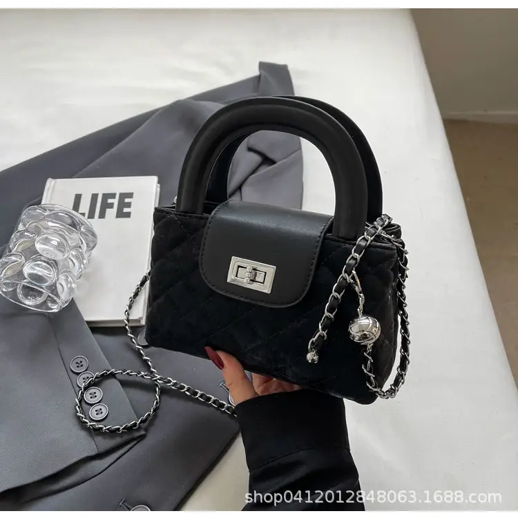 Women Rhomboid Chain Crossbody Bag Grey 2024 - Image 2