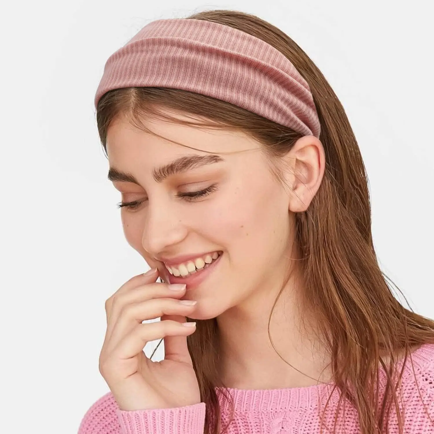 Pink Knitted Sports Hair Band for Women — feature 2