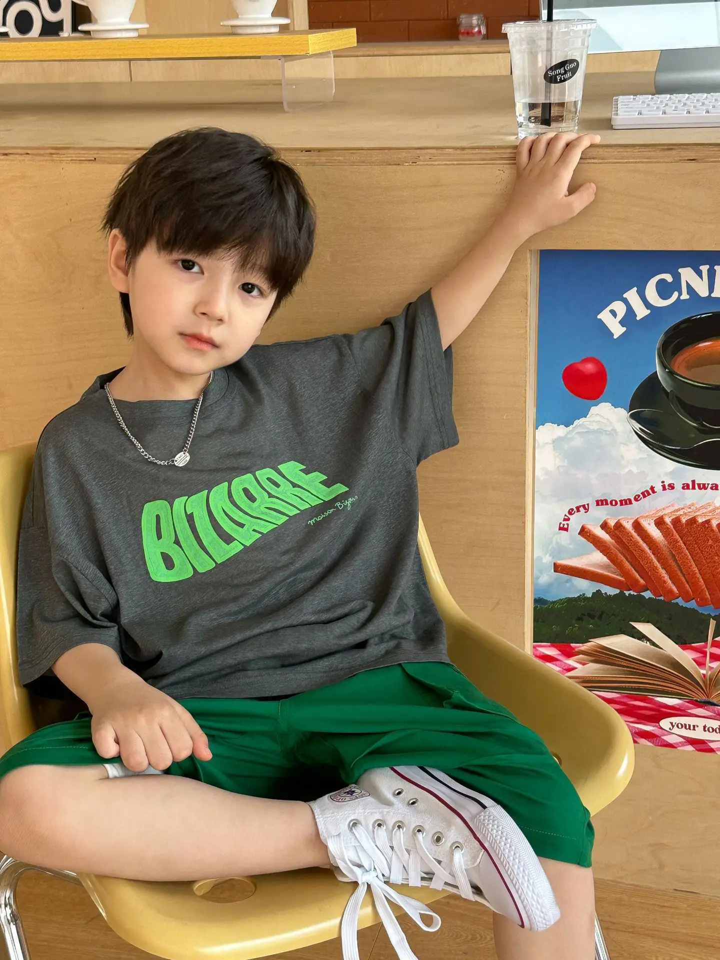 Boys Summer T-Shirt Green Gray Loose Kids 2025 - Image 5