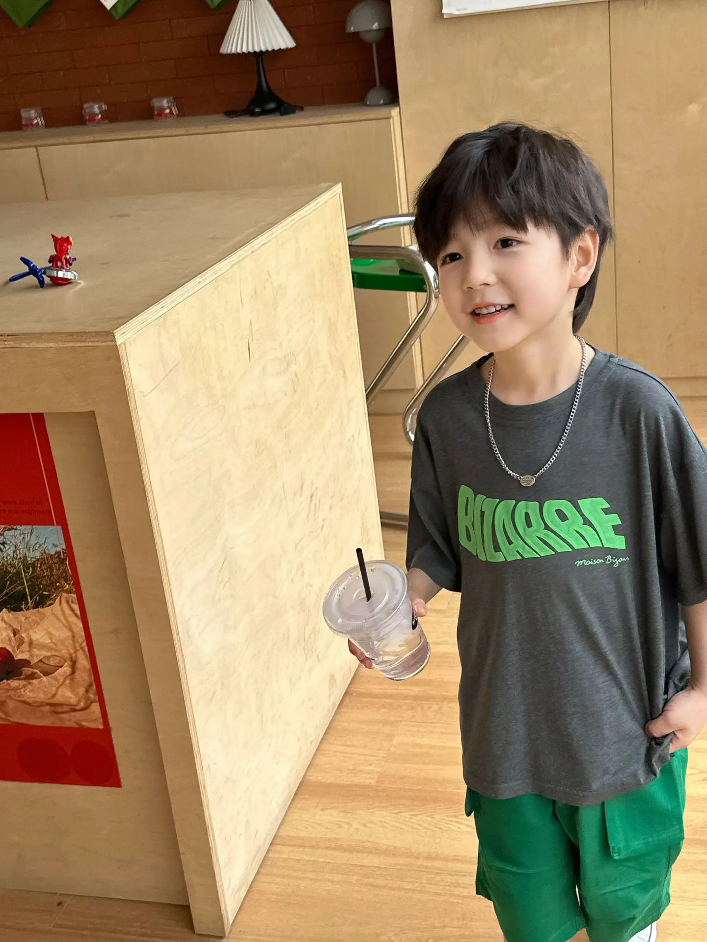 Boys Summer T-Shirt Green Gray Loose Kids 2025 — feature 12