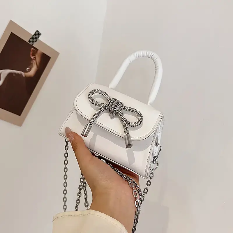 French Style Bow Mini Black Shoulder Crossbody Bag - Image 8