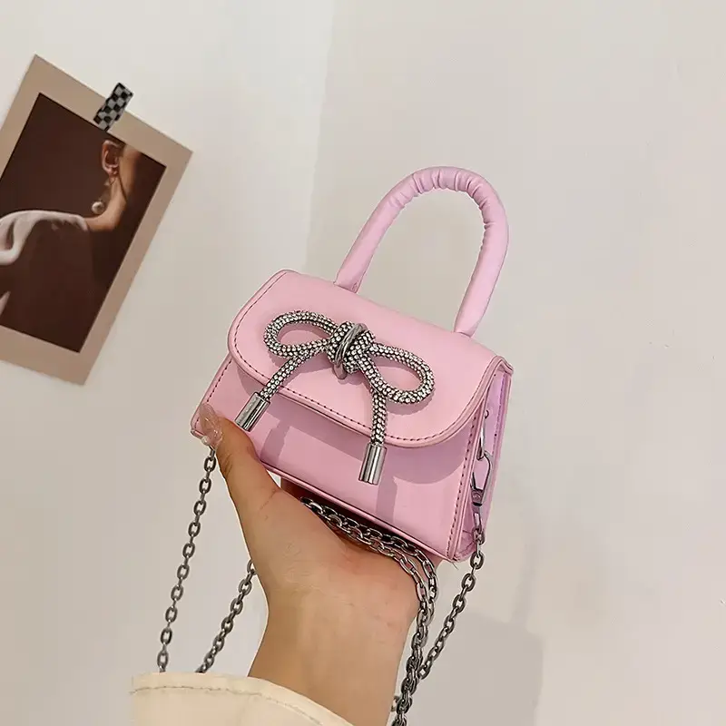 French Style Bow Mini Black Shoulder Crossbody Bag - Image 9
