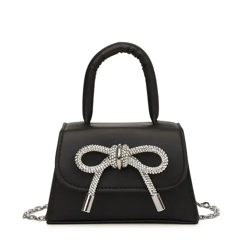 French Style Bow Mini Black Shoulder Crossbody Bag - Image 10