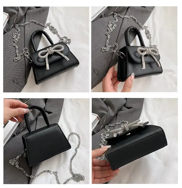 French Style Bow Mini Black Shoulder Crossbody Bag — feature 11