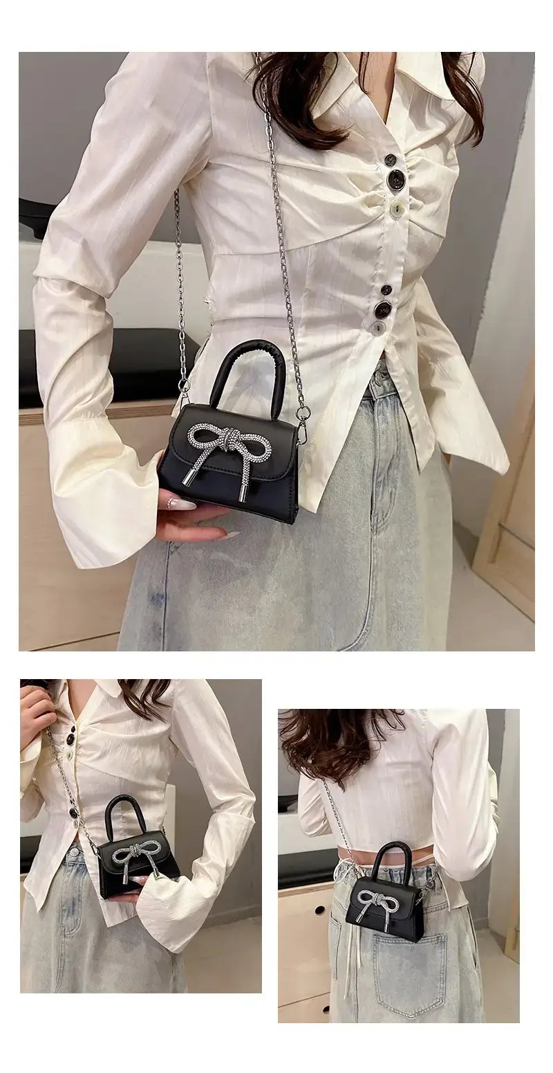 French Style Bow Mini Black Shoulder Crossbody Bag — feature 19