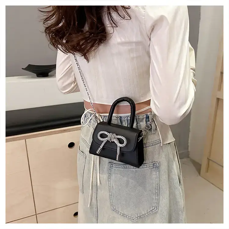 French Style Bow Mini Black Shoulder Crossbody Bag — feature 21